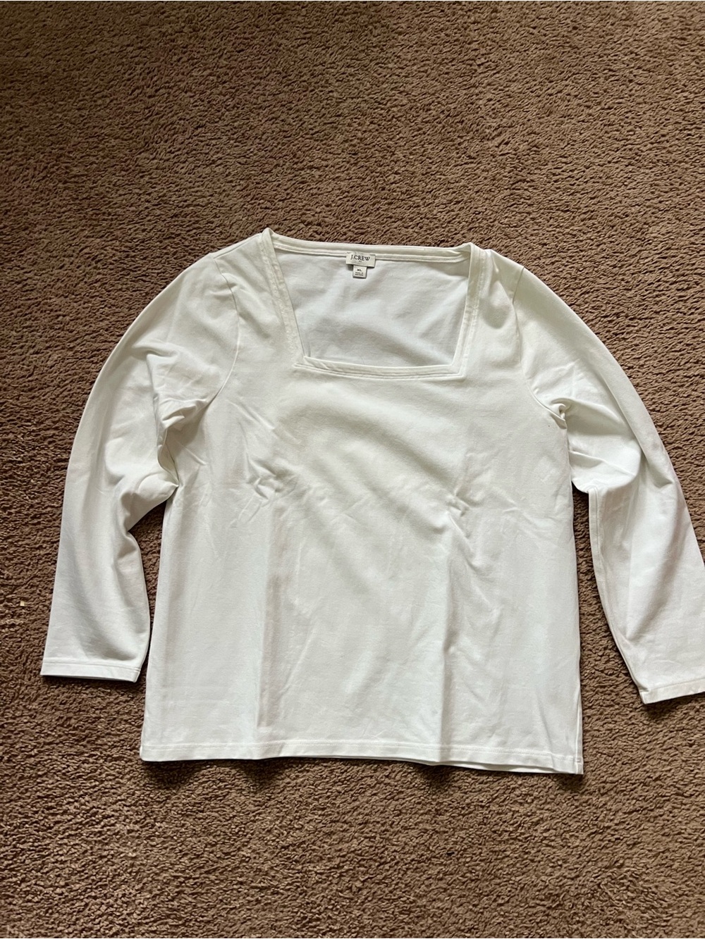 J. Crew White Square Neck Long Sleeve Top